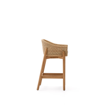 Tabouret Galea en bois de teck massif et rotin synthétique, 75 cm FSC 100%