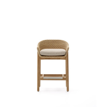 Tabouret Galea en bois de teck massif et rotin synthétique, 75 cm FSC 100%