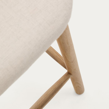 Tabouret Helda en chenille beige et chêne massif FSC Mix Credit 65 cm