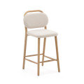 Tabouret Helda en chenille beige et chêne massif FSC Mix Credit 65 cm