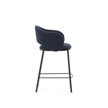 Tabouret Maina en chenille bleue et pieds en acier finition bleue FSC Mix Credit 65 cm