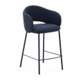 Tabouret Maina en chenille bleue et pieds en acier finition bleue FSC Mix Credit 65 cm
