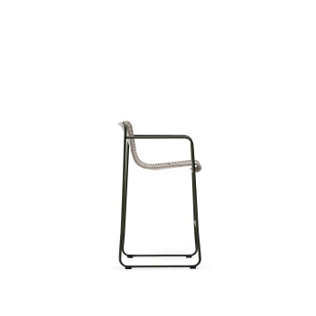 Tabouret Maurina en acier galvanisé vert et corde