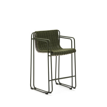 Tabouret Maurina en acier galvanisé vert et corde