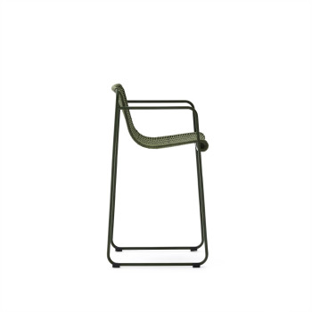 Tabouret Maurina en acier galvanisé vert et corde