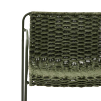 Tabouret Maurina en acier galvanisé vert et corde