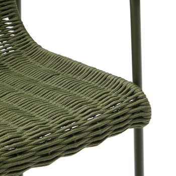 Tabouret Maurina en acier galvanisé vert et corde