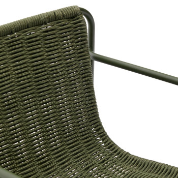 Tabouret Maurina en acier galvanisé vert et corde