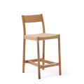 Tabouret Yalia avec dossier en bois de chêne massif finition naturelle FSC 100% et assise en corde