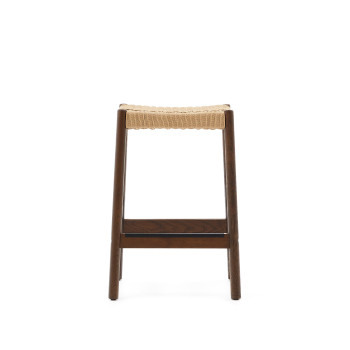 Tabouret Yalia en chêne massif finition noyer et corde, hauteur 65 cm FSC 100%