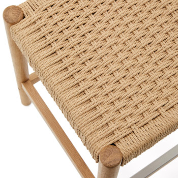 Tabouret Yalia en bois de chêne massif finition naturelle et corde, hauteur 65 cm FSC 100%