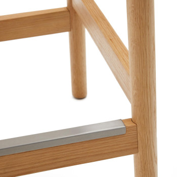 Tabouret Yalia en bois de chêne massif finition naturelle et corde, hauteur 65 cm FSC 100%