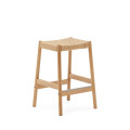 Tabouret Yalia en bois de chêne massif finition naturelle et corde, hauteur 65 cm FSC 100%