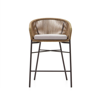 Tabouret Yanet en corde beige, hauteur 65 cm