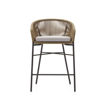 Tabouret Yanet en corde beige, hauteur 65 cm