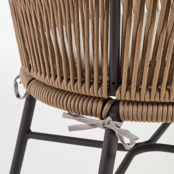 Tabouret Yanet en corde beige, hauteur 65 cm, beige, hauteur 65 cm