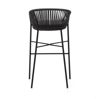 Tabouret Yanet en corde noire, hauteur 80 cm