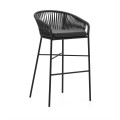 Tabouret Yanet en corde noire, hauteur 80 cm