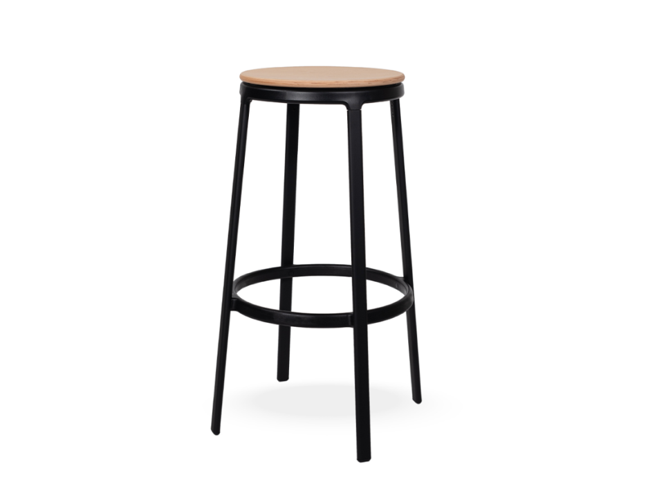 ROUND&ROUND - Tabouret de bar pivotant en bois INFINITI