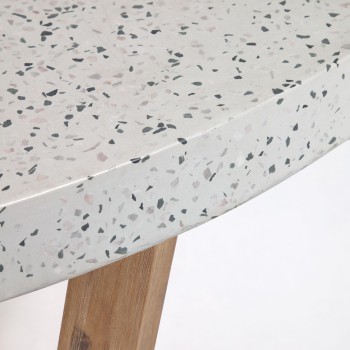 Table ronde Shanelle en terrazzo blanc Ø 120 cm