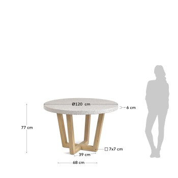 Table ronde Shanelle en terrazzo blanc Ø 120 cm