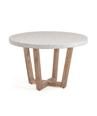 Table ronde Shanelle en terrazzo blanc Ø 120 cm