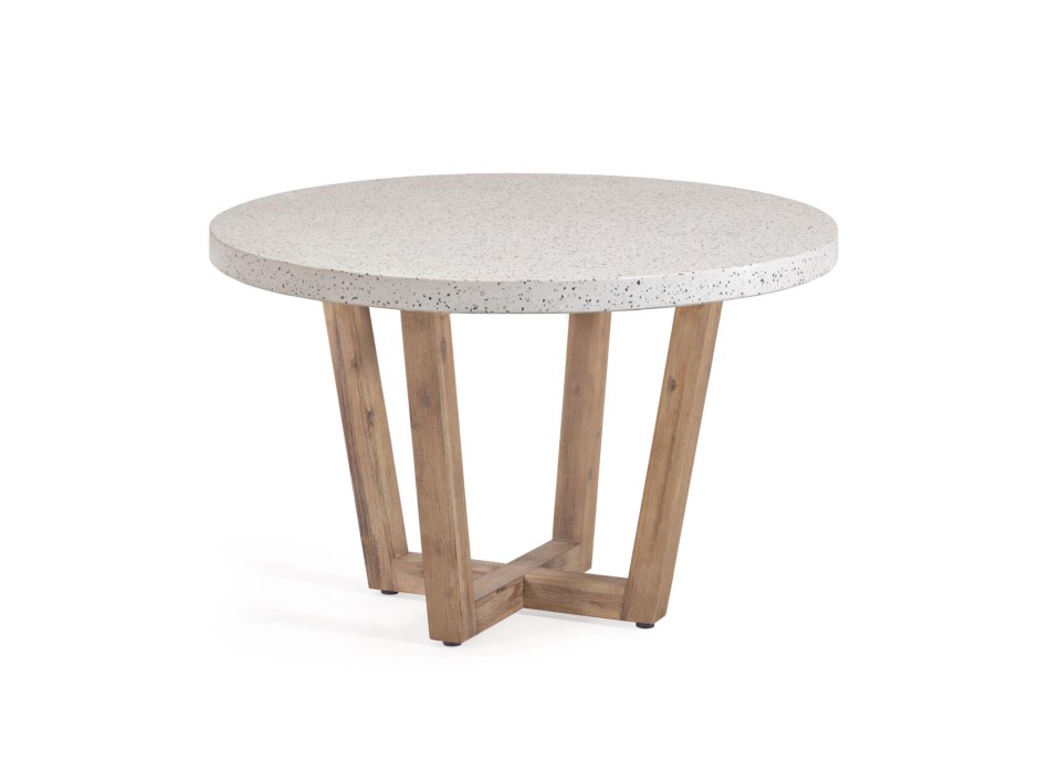 Table ronde Shanelle en terrazzo blanc Ø 120 cm