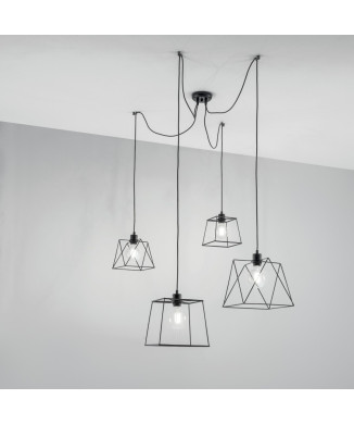 Suspension polygonale BROOKLYN noire 4XE27 250 cm