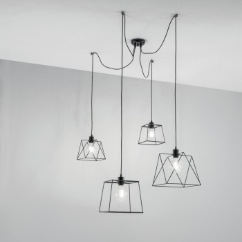 Suspension polygonale BROOKLYN noire 4XE27 250 cm