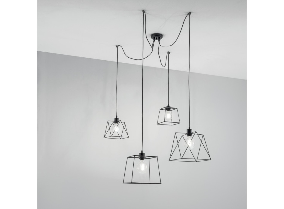 Suspension polygonale BROOKLYN noire 4XE27 250 cm