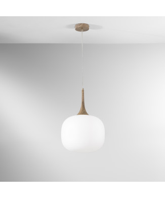 Suspension JAIPUR BLANC/BOIS 1XE27 30X30X150CM