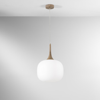 Suspension JAIPUR BLANC/BOIS 1XE27 30X30X150CM