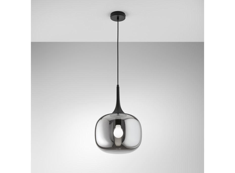 LAMPE SUSPENDUE JAIPUR FUMÉE/NOIRE 1XE27 30X30X150CM