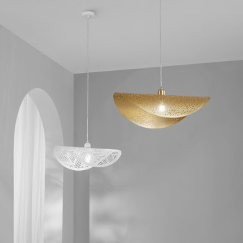 Suspension RHEI-LEAF blanche 1XE27 60X33X150CM