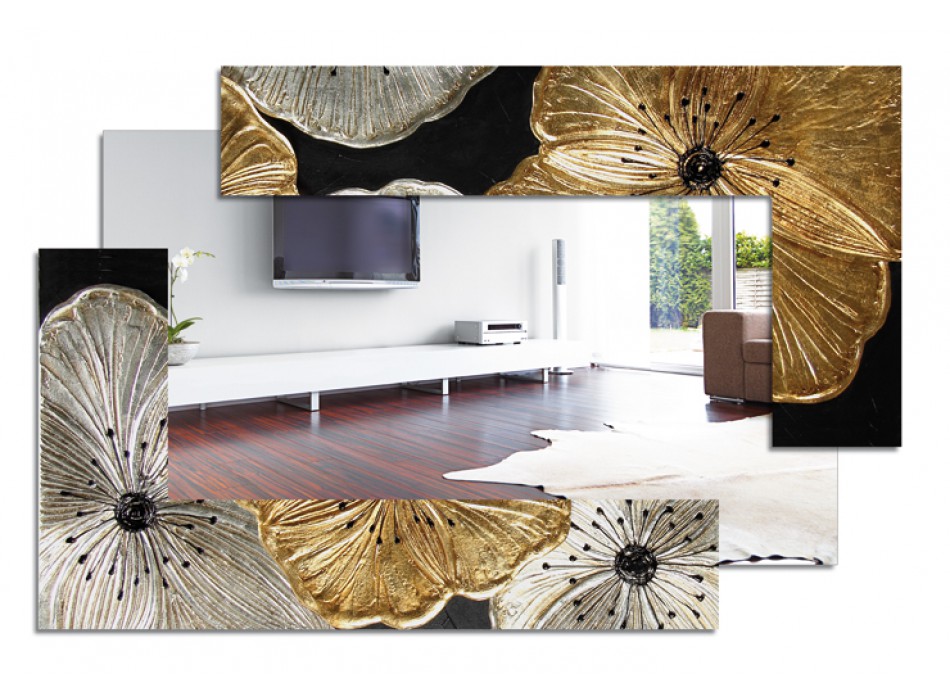 MIROIR RECTANGULAIRE DÉCOMPOSÉ PÉTUNIA OR P4016 PINTDECOR