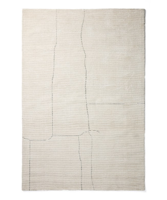 Tapis Lisdan en fibres synthétiques écrues avec motif graphique vert 200 x 300 cm