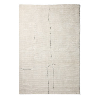 Tapis Lisdan en fibres synthétiques écrues avec motif graphique vert 200 x 300 cm