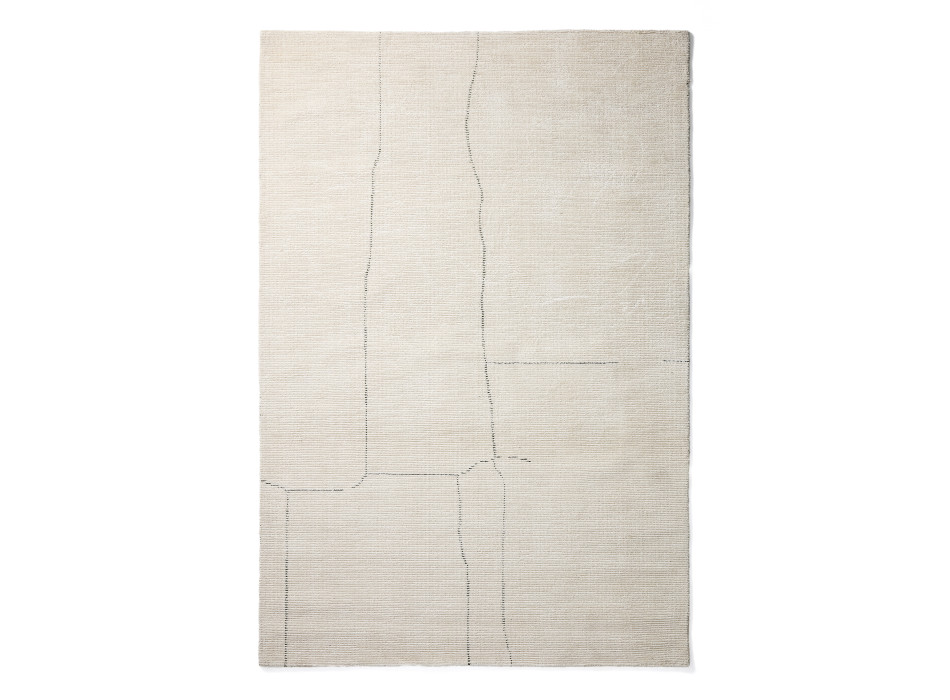 Tapis Lisdan en fibres synthétiques écrues avec motif graphique vert 200 x 300 cm