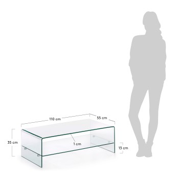 Table basse Burano 110 x 55 cm transparente