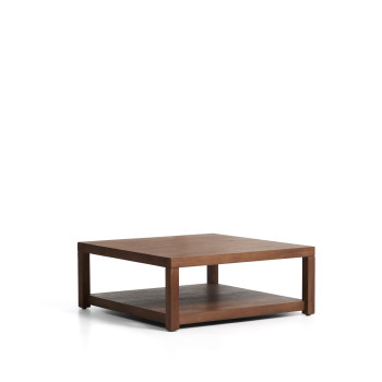 Table d'appoint Norani en bois massif et placage d'acacia 90 x 90 cm