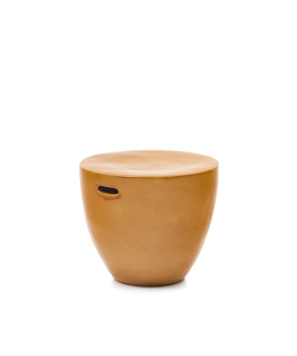 Table d'appoint d'extérieur Mesquida en céramique émaillée couleur moutarde, Ø 45 cm