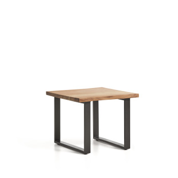 Table d'appoint Uxue en bois d'acacia massif et pieds en acier noir 65 x 65 cm