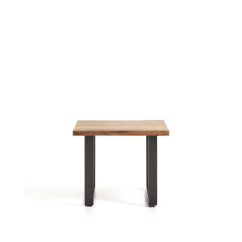 Table d'appoint Uxue en bois d'acacia massif et pieds en acier noir 65 x 65 cm