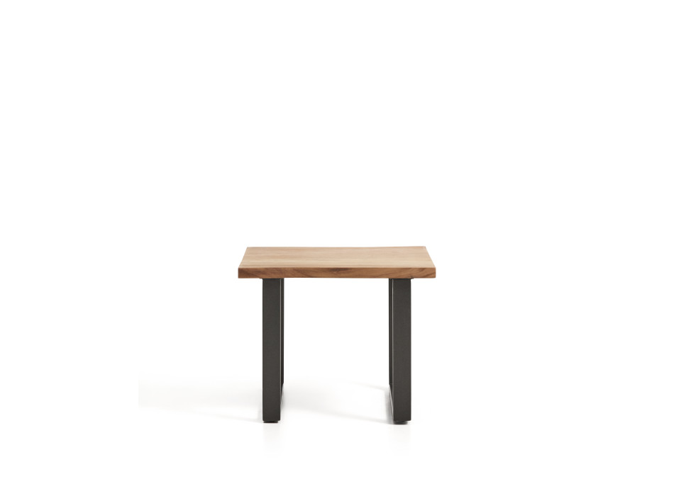Table d'appoint Uxue en bois d'acacia massif et pieds en acier noir 65 x 65 cm