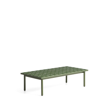 Table basse Maurina en acier galvanisé vert avec carreaux verts 122 x 61 cm