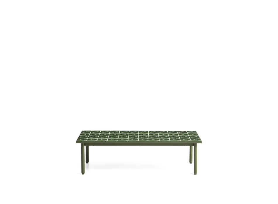 Table basse Maurina en acier galvanisé vert avec carreaux verts 122 x 61 cm