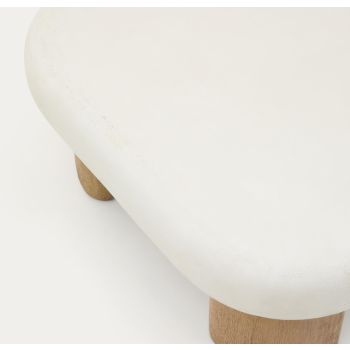 Table basse d'extérieur Labra en béton et bois d'acacia, 140 x 70 cm