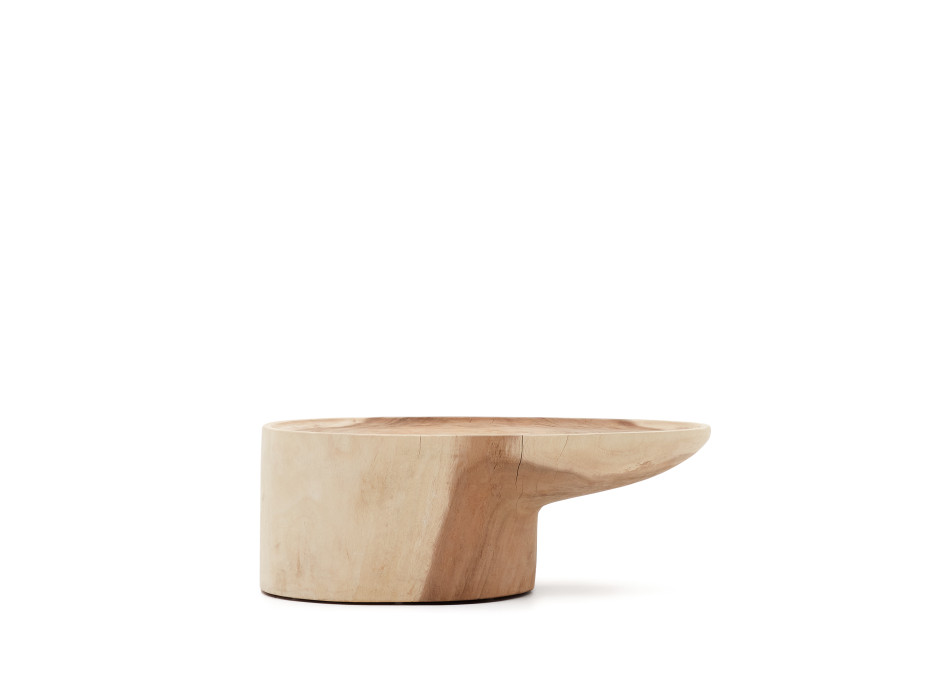Table basse avec pied Mosi en bois de mungur massif Ø 90 x 50 cm