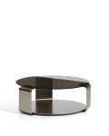 Table basse Dolven en verre brun et acier brossé Ø80 cm
