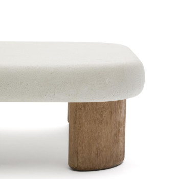 Table basse Labra en béton et bois d'acacia, 80 x 80 cm